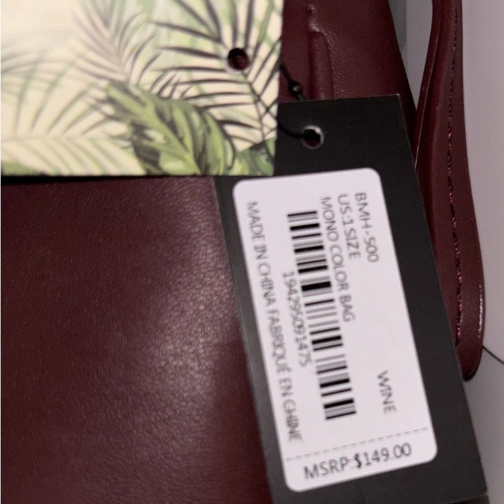 Badgley Mischka Wine Vegan Leather Gold Tone Accents and Snap Trim Bag Purse NWT - Picture 9 of 9